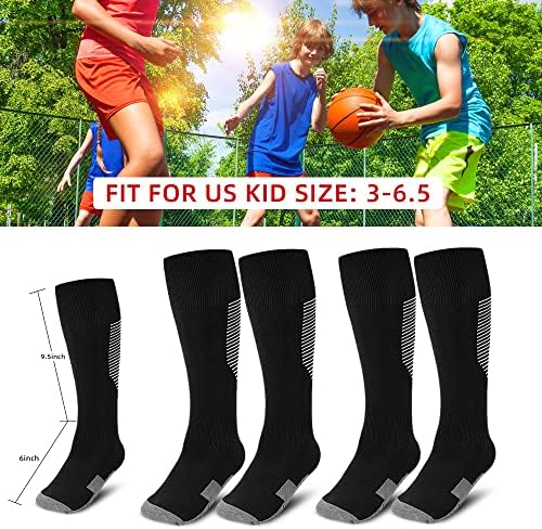 Zepohck Kids Athletic Soccer Meocks, 2 pares de meias de joelho para meninos para jovens meninas para calçados tamanho 3-6,5 / idades 6-12