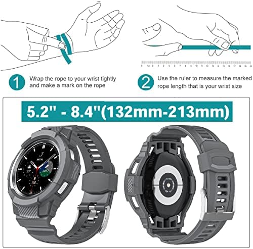Banda de caixa robusta para Samsung Galaxy Watch 4 Classic 42mm/46m com acessórios para pára-choques, homens de proteção de protetores esportivos masculinos/protetores de protetor de capa à prova de choques para galáxia 4 banda clássica