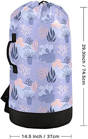 Mochila colorida de lavanderia de coral de coral mochila com alças e alças de ombro Viagem Bolsa de roupas com tração