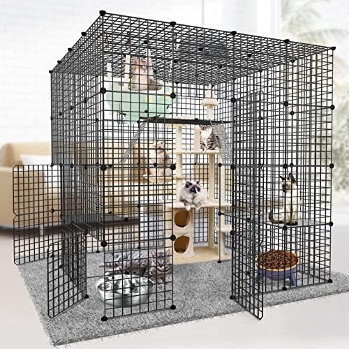 Gaiolas de gatos grandes DIY Indoor, DIY Kennel Playpen.Detachable Metal Wire Local de gaiola de gato grande ideal para 1-3 gato,