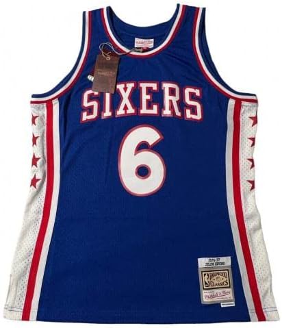 Julius Erving assinou Mitchell & Ness Swingman Collection Jersey JSA - camisas da NBA autografadas