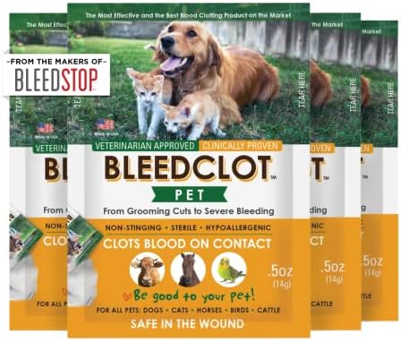 BleedClot Pet Primeiros socorros em pó de coagulação do sangue | Pare de sangrar em todos os animais garantidos | Pequenos cortes no sangramento arterial | De criadores de Bleedstop | Uso veterinário e doméstico
