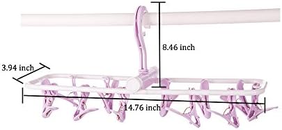 Cabide de roupa portátil dobrável Aschic com 12 clipes de secagem para meias e lingerie pinos de roupas de plástico