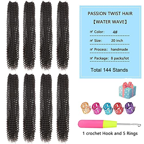 Cabelo de paixão marrom escuro 8 pacotes 20 polegadas paixão torção cabelos de crochê para mulheres trajes pretos cabelos para