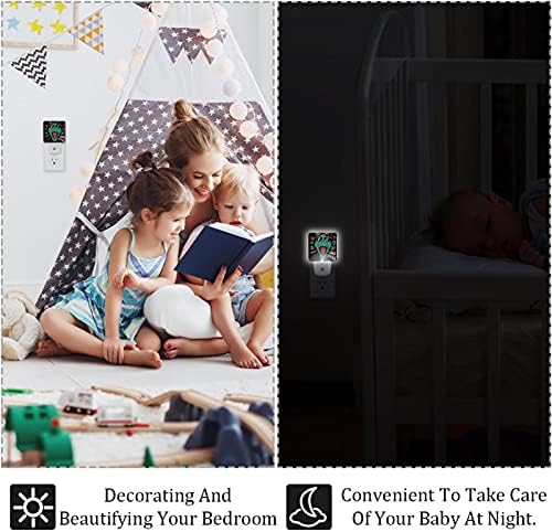 Luz noturna fofa para crianças, lâmpada noturna eficiente de dinossauros para quarto, quarto de bebê, cozinha, corredor, escada, 2 pacote
