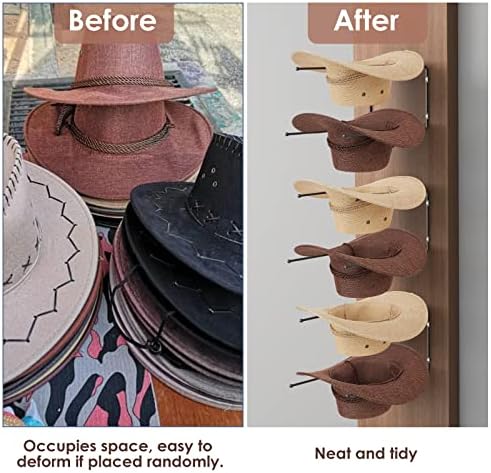 Rack de chapéu de cowboy - 6 PCs Organizador do Hat Hater para a decoração de parede mantém a forma original do chapéu Black Western