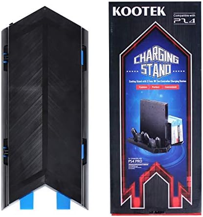 Kootek Stand para PS4 Pro com armazenamento de jogos e resfriamento de fãs dupla estação de carregador para Sony PlayStation