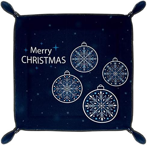 Lyetny Blue Snowflake Ornament Organizador Feliz Natal Bandejas de armazenamento Caixa de cabeceira Caddy Desktop Alteração