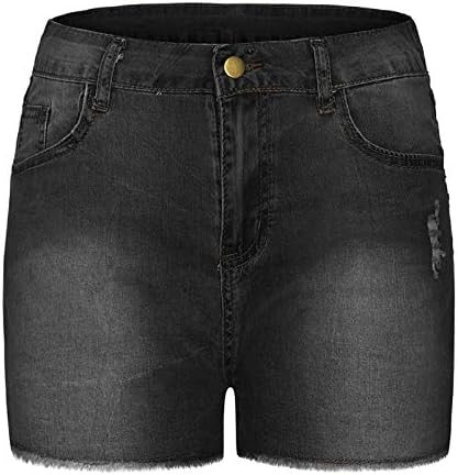 Shorts de jeans de cintura alta para mulheres levantando o levantamento de bunda, calças quentes angustiadas lavadas se sexy magro