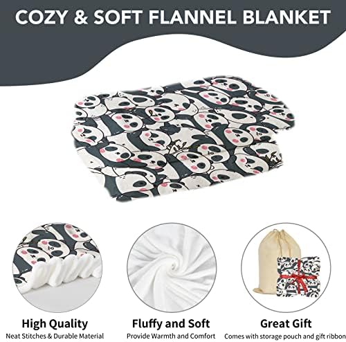 Cobertor de Presente Panda para meninas, fofinho de desenho animado macio de flanela de pelúcia para amantes de panda, aconchegante