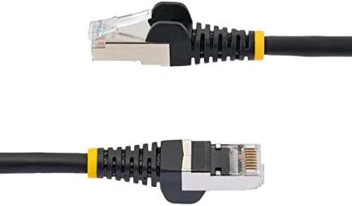 Startech.com Cabo Ethernet de 4ft 4ft - Halogênio zero de baixa fumaça - 10 gigabit 500MHz 100W POE RJ45 S/FTP Black Patch Network Cordless w/alívio de tensão