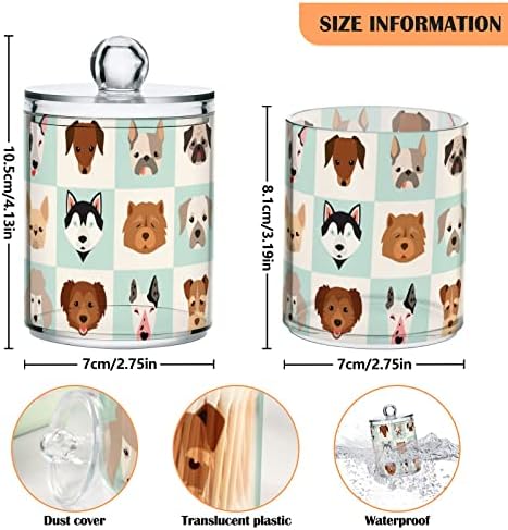 Cachorros cães swab swab titular recipientes de banheiro frascos com tampas conjuntos de algodão barra de algodão jarra redonda