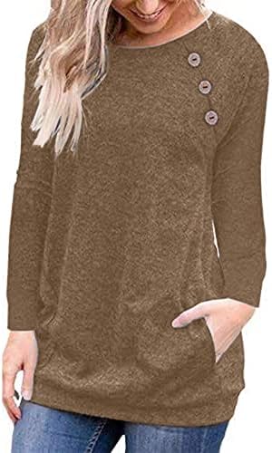 JJHAEVDY WOMENS CASual Crewneck Block Color Block Diretas impressas impressas de manga longa de manga comprida camisas