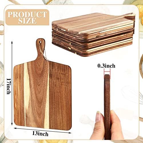 12 Packs Placa de corte ajuste a tábua de corte simples com alças grandes tábua de servir de madeira de cozinha a granel para vegetais