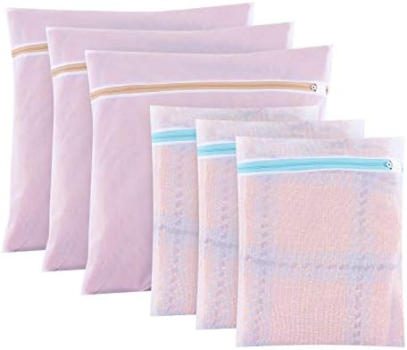 N/A Conjunto de 6 sacolas de lavanderia com zíper-3 sacolas grandes e 3 para lavanderia, blusa, meias, meia, roupas íntimas,