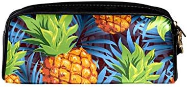 Frutas tropicais de abacaxi com folhas de palmeira Caso de maquiagem de bolsa cosmética Caixa de lápis de zíper para crianças Caso