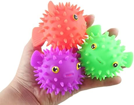 Conjunto de 3 Puffer Fish Puffer Ball - Small Novelty Toy - Favores de festa - Toys de inquieto sensorial cheio de ar