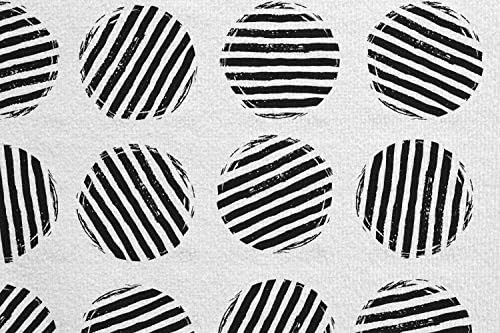Toalha de tapete de ioga em preto e branco de Ambesonne, abstrato padrão de geometria de estilo moderno clássico com rodadas listradas,