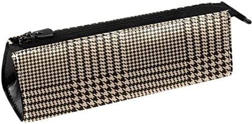 Laiyuhua portátil elegante lápis bolsa de couro pu de caneta compacta zíper bolsa de papelaria bolsa cosmética Bolsa de escritórios Organizador de moeda bolsa xadrez xadrez xadrez
