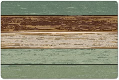 Xback cozinha tapete de tapete não deslizante Ranco almofadado vintage Green Wood Grain PVC Couro à prova d'água tapete anti-fatiga