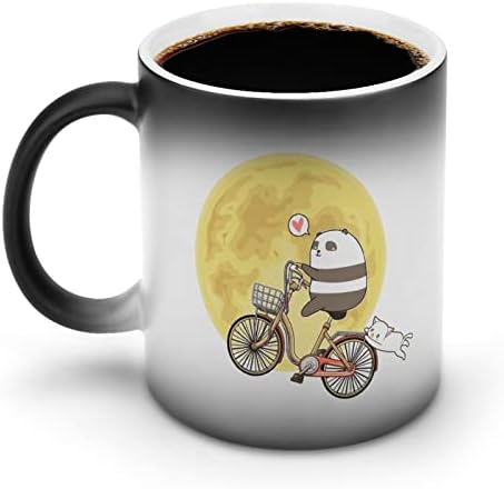 Bicicleta Panda com Lua Mudança de Caneca Mágica Café Magic Cofler Cerâmica Cuple