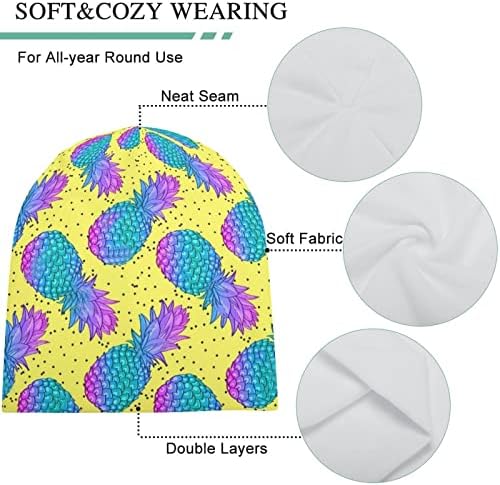 Baikutouan Hawaii Pineapple Print Feanie Hats for Men Women With Designs Skull Cap