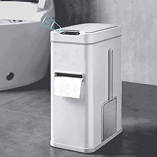 N/um lixo de indução inteligente doméstico lixo com tampa de lixo de banheiro 7l lata de lixo com escova de vaso sanitário