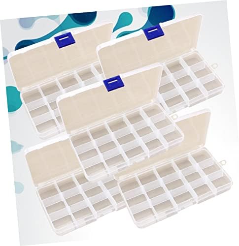CABILOCK 5PCS Caixa de contêiner transparente Caixa Organizador de plástico Recipientes de plástico transparente Ornato de contas