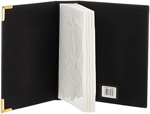 Álbuns de fotografia pioneira 208 Pocket Black Sewn Leatherette com brass canto acentuos álbum de fotos, 4 por 6 polegadas