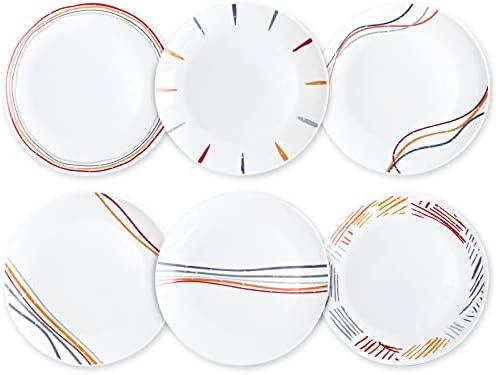 KitoEcofr 10,5 polegadas de porcelana branca de jantar conjunto de 6, arco -íris cerâmica de vidro grande pratos