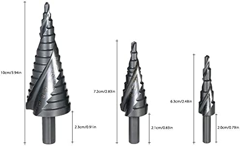 Xbbmen 3pcs 4-32mm HSS Cobalt Step Bit Set Nitrogênio HSS Metal Espiral Metal cônico