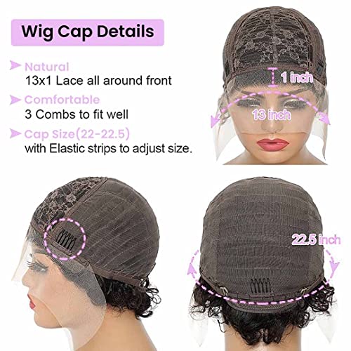 Uolova Pixie Cut Wigs para mulheres negras Cabelo humano Lace Fronteiro perucas encaracoladas Bob Borgonha perucas de cabelo humano