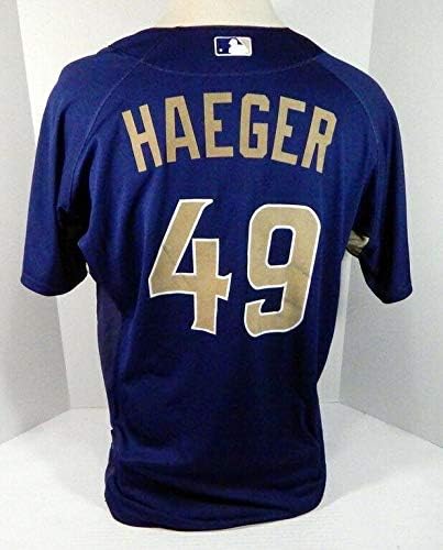 2008 San Diego Padres Charlie Haeger 49 Jogo emitido Navy Jersey BP SDP0859 - Jogo usado MLB Jerseys