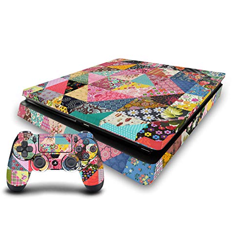 Projetos de capa principal licenciados oficialmente Rachel Caldwell Quilt Art Mix Sticker Gaming Skin Case Skin Case Compatível com Sony PlayStation 4 PS4 Slim Console e DualShock 4 Controller