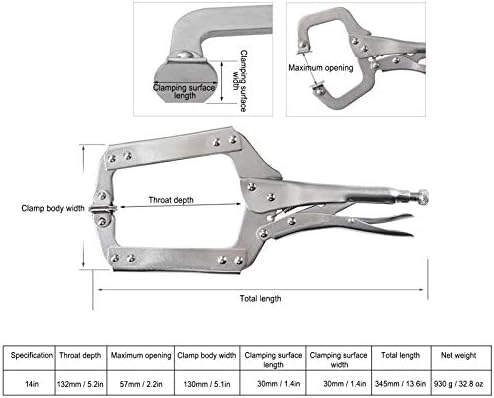Udavivi protege sem esforço suas peças de trabalho-alicates de travamento em forma de C, de 14 polegadas Centro de bloqueio pesado