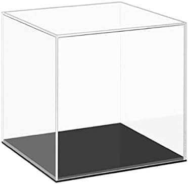 Caixa de exibição de acrílico transparente - base preta, caixa de acrílico - 5 x 5 x 5 para estampa de exibição de lego, estação
