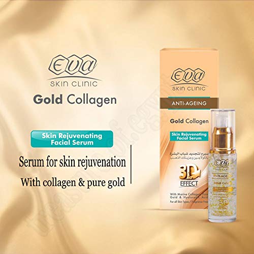 EVA Antienvelion Gold Collagen Facial Serum rejuvenescendo para todos os tipos de pele Cuidado 3D Efeito 30 ml