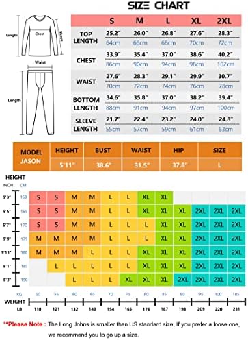 Conjunto de roupas íntimas térmicas de peso médio masculino, lã alinhada Johns, que quente e inferior, camada de