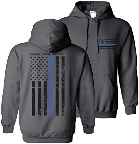 Patriot Apparel Linha azul da polícia unissex com capuz com capuz