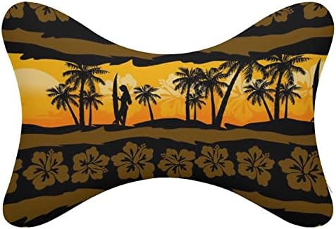 Frangipani tropical com palmeiras, travesseiro de pescoço do carro nascer do sol 2 PCs Local de pescoço de cabeça respirável