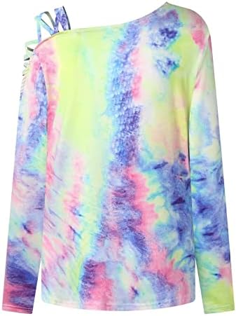 Nokmopo tops casuais para mulheres fora dos ombros para mulheres cair camisas de moda de manga comprida Tunic tie-dye