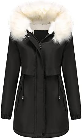 Daseis Fleece forrado jaqueta parka com capuz, casaco de inverno para feminino de manga longa e longa botão casual para baixo algodão