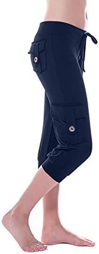 Capri Leggings para mulheres comprimentos de joelho elevador tights tummy Control Yoga Exercício Capri Capri com bolsos
