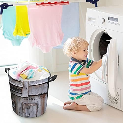 Foduoduo Cesta de lavanderia Grunge Parede de lavanderia velha cesto de roupa com alças Saco de armazenamento de roupas