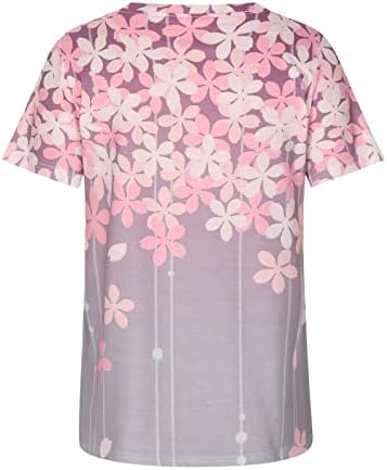 Follure Womens Summer Summer Crewneck Tops de manga curta camiseta floral de impressão solta fit