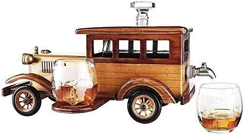 Decantador de uísque para bebidas alcoólicas Presente 1000ml com 2 óculos de cristal de pedras de uísque e um carro de uísque de carro