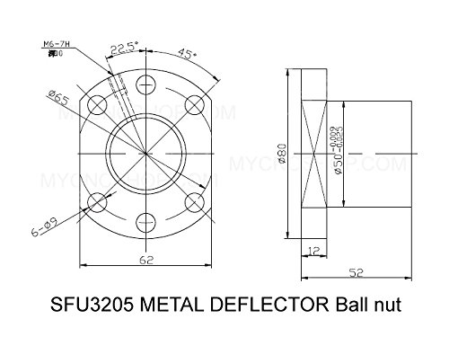FBT SFU3205 RM3205 OVL 750mm parafuso de bola rolada - C7 + SFU3205 Defletor de metal porca de flange único + usinagem