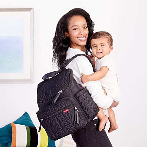 Skip Hop Backpack de bolsa de fraldas: forma, bolsa de viagem para bebês multifuncional com troca de acessórios e acessórios para carrinhos,