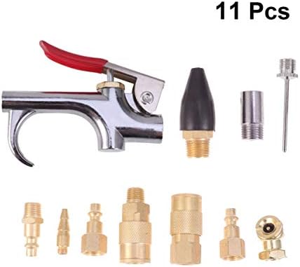 Doitool 10 peças Kit de acessório de compressor de ar NPT de 1/4 de polegada com pistola de sopro, mandril de ar, acessórios
