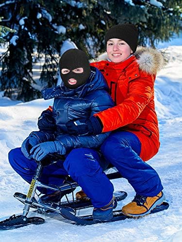 Catinho de esqui de malha de 2 orifícios de acetinior Garas de esqui, balaclava de inverno gorro de malha quente para esportes
